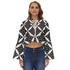 Pattern-black Boho Long Bell Sleeve Top