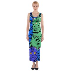 Pattern-cat Fitted Maxi Dress by nateshop