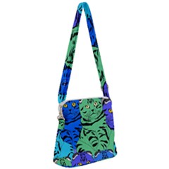 Pattern-cat Zipper Messenger Bag by nateshop