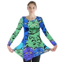 Pattern-cat Long Sleeve Tunic  by nateshop