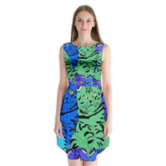 Pattern-cat Sleeveless Chiffon Dress   by nateshop