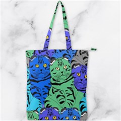 Pattern-cat Double Zip Up Tote Bag by nateshop