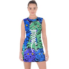 Pattern-cat Lace Up Front Bodycon Dress