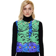 Pattern-cat Women s Short Button Up Puffer Vest by nateshop