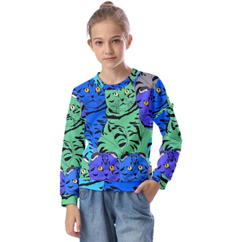 Pattern-cat Kids  Long Sleeve Tee With Frill  by nateshop