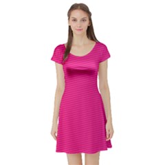 Pattern-pink Short Sleeve Skater Dress by nateshop