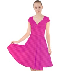 Pattern-pink Cap Sleeve Front Wrap Midi Dress by nateshop