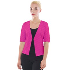 Pattern-pink Cropped Button Cardigan