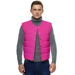 Pattern-pink Men s Short Button Up Puffer Vest	