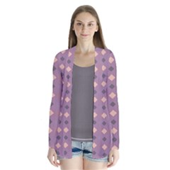 Pattern-puple Box Drape Collar Cardigan