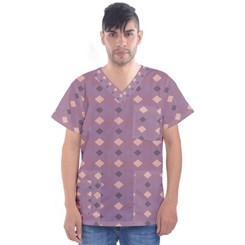 Pattern-puple Box Men s V-neck Scrub Top by nateshop