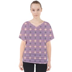 Pattern-puple Box V-neck Dolman Drape Top by nateshop