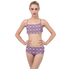 Pattern-puple Box Layered Top Bikini Set by nateshop