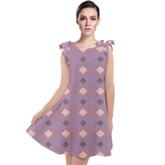 Pattern-puple Box Tie Up Tunic Dress by nateshop