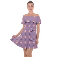 Pattern-puple Box Off Shoulder Velour Dress by nateshop