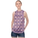 Pattern-puple Box High Neck Satin Top View1