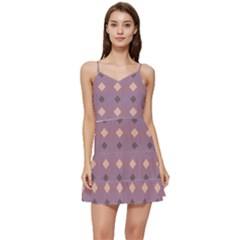 Pattern-puple Box Short Frill Dress