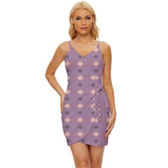 Pattern-puple Box Wrap Tie Front Dress