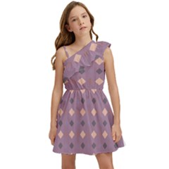 Pattern-puple Box Kids  One Shoulder Party Dress