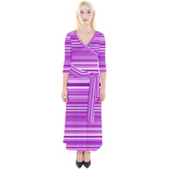 Pattern-purple Lines Quarter Sleeve Wrap Maxi Dress by nateshop