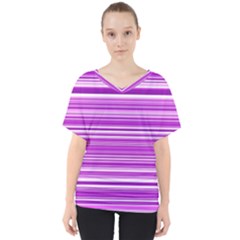 Pattern-purple Lines V-neck Dolman Drape Top by nateshop