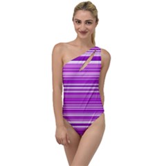 Pattern-purple Lines To One Side Swimsuit by nateshop