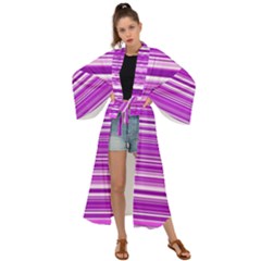 Pattern-purple Lines Maxi Kimono