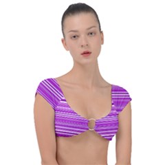 Pattern-purple Lines Cap Sleeve Ring Bikini Top by nateshop