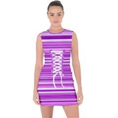 Pattern-purple Lines Lace Up Front Bodycon Dress