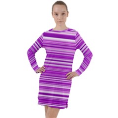 Pattern-purple Lines Long Sleeve Hoodie Dress by nateshop