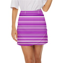 Pattern-purple Lines Mini Front Wrap Skirt by nateshop