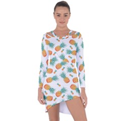 Pineapple Asymmetric Cut-out Shift Dress by nateshop