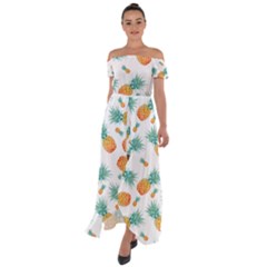 Pineapple Off Shoulder Open Front Chiffon Dress by nateshop