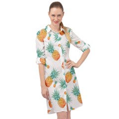 Pineapple Long Sleeve Mini Shirt Dress by nateshop