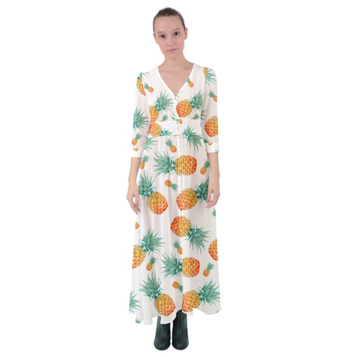 Pineapple Button Up Maxi Dress