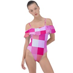 Pink Box Frill Detail One Piece Swimsuit by nateshop