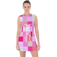 Pink Box Lace Up Front Bodycon Dress