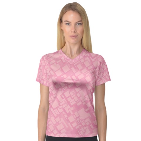 Pink V-neck Sport Mesh Tee by nateshop