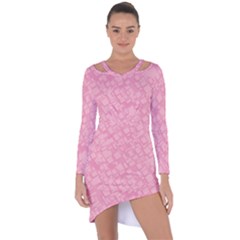 Pink Asymmetric Cut-out Shift Dress by nateshop