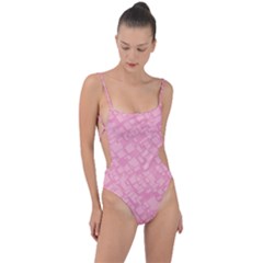 Pink Tie Strap One Piece Swimsuit by nateshop