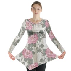 Roses,paint Long Sleeve Tunic  by nateshop