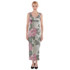 Roses,paint Fitted Maxi Dress