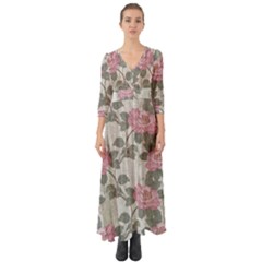 Roses,paint Button Up Boho Maxi Dress by nateshop