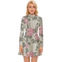 Roses,Paint Long Sleeve Velour Longline Dress View1