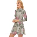 Roses,Paint Long Sleeve Velour Longline Dress View2