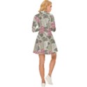 Roses,Paint Long Sleeve Velour Longline Dress View4