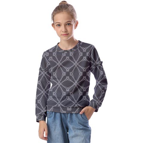 Seamless- Gray Kids  Long Sleeve Tee With Frill  by nateshop