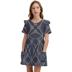 Seamless- Gray Kids  Frilly Sleeves Pocket Dress