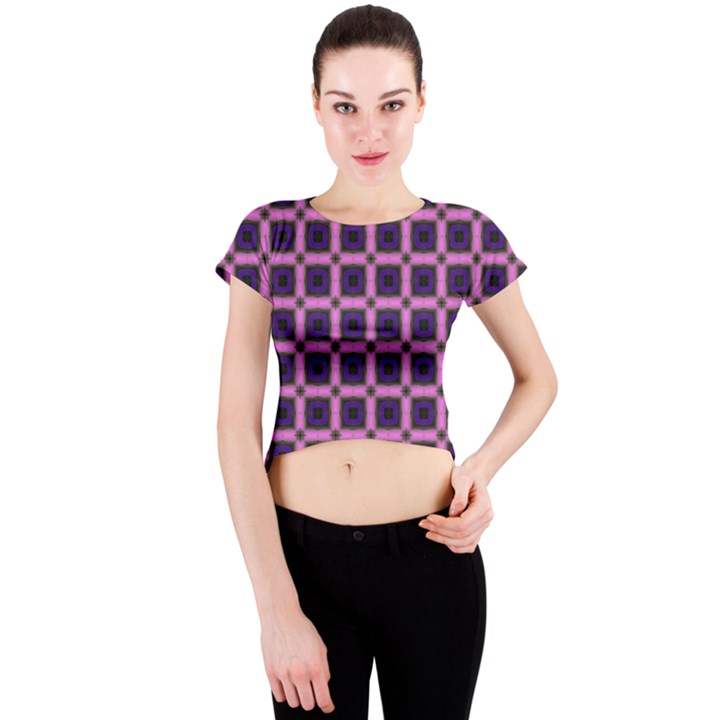 Seamless-box Puple Crew Neck Crop Top