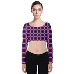 Seamless-box Puple Velvet Long Sleeve Crop Top by nateshop